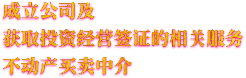 成立公司及 获取投资经营签证的相关服务 不动产买卖中介